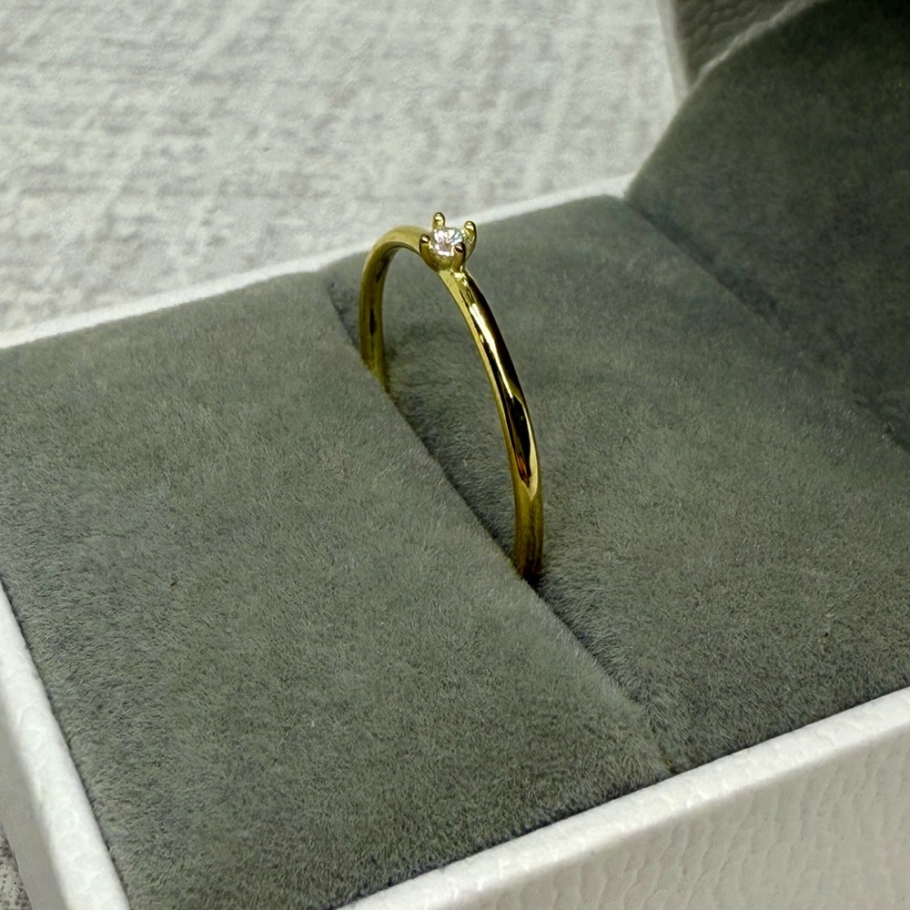 NWT Gold-Plated Sterling Silver & 0.036ct Moissanite Twinkle Ring, Size 7 - Picture 2 of 4